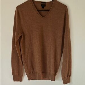 J. Crew Men's V-Neck Sweater in Warm Brown